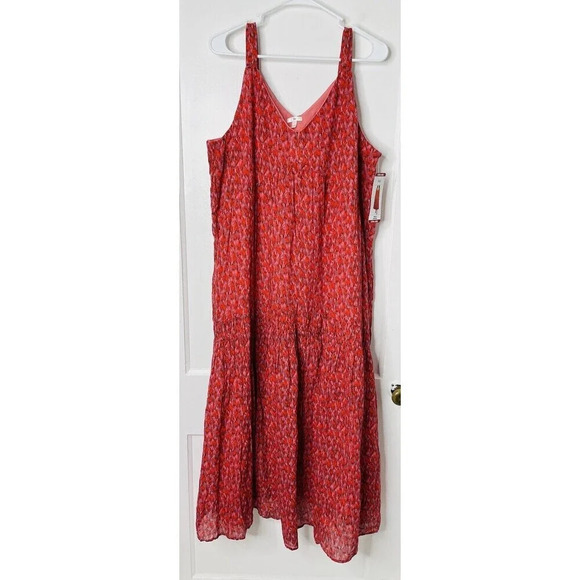 Joie Maxi Dress XL Tiered Boho Cottagecore Flowy Breathable Woven Tea Rose Beach - Picture 1 of 11